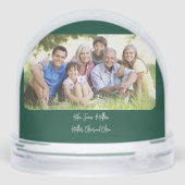 Deep Green & Silver Christmas Trees Photo  Sneeuwbol (Achterkant)