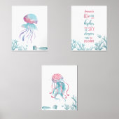 Deep Green Turquoise Love Muurkunst Sets (Voorkant)