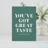 Deep green vous avez un grand goût merci (Debout devant)