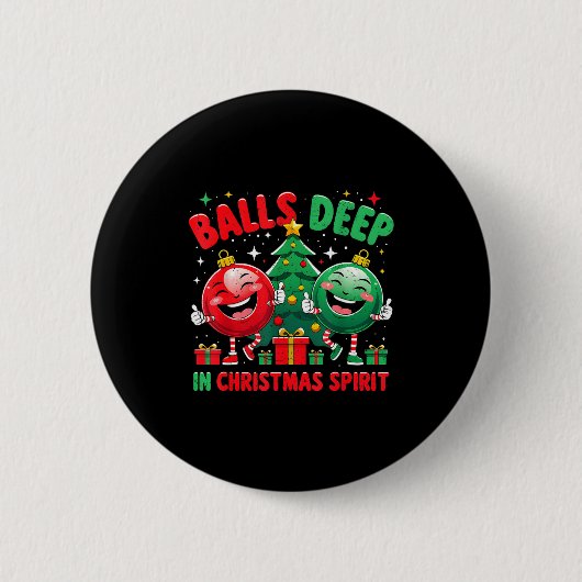 Deep In Christmas Srit Funny Ornament Ronde Button 5,7 Cm (Voorkant)