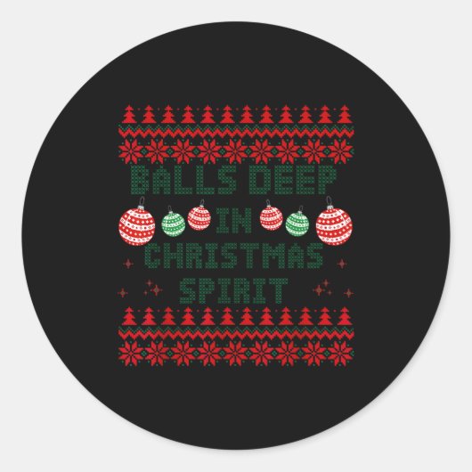 Deep In The Christmas Srit Matching Couples Ugly Ronde Sticker (Voorkant)
