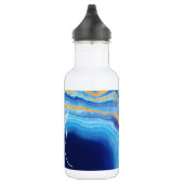 Deep Indigo Agate Marble Abstracte Name Monogram C Waterfles (Rechts)