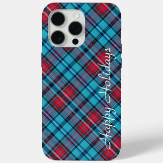 Deep Indigo, Aqua, Red & Shades of Blue Plaid iPhone 15 Pro Max Hoesje