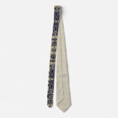 Deep Indigo Blue Swirls en Taupe Damask Monogram Stropdas (Achterkant)