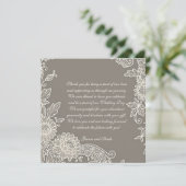 Deep Khaki Gray met Floral Scroll Wedding Dank je Bedankkaart (Staand voorkant)
