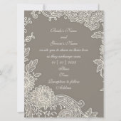 Deep Khaki Grey met Floral Scroll Wedding Kaart (Voorkant)