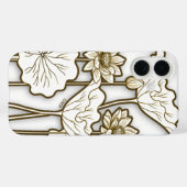 Deep Khaki Trim op Big White Flowers Monogram Case-Mate iPhone Case (Achterkant (horizontaal))