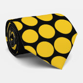 Deep Lemon Polka Dots Modern Black Stropdas (Opgerold)