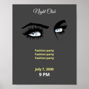 Deep Light Blue Solid Colors Tekening Vrouw Glance Poster