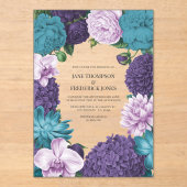 Deep Marine, Slate Orchid & Cloud Lilac Wedding Acryl Uitnodigingen (Voorkant)