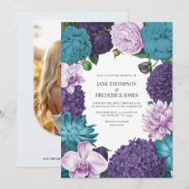 Deep Marine, Slate Orchid & Cloud Lilac Wedding Kaart