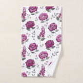 Deep Mauve flowers modern decorative bathroom bath (Serviette à main)
