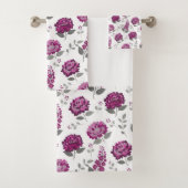 Deep Mauve flowers modern decorative bathroom bath Bad Handdoek (Insitu)
