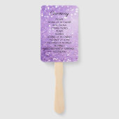 Deep Modern Paarse Glitter Trouwprogramma Handwaaier (Achterkant)