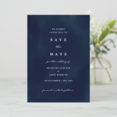 Deep Navy Blue Enregistrer la date Invitation (Debout devant)