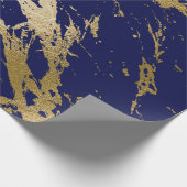 Deep Navy Blue Gold Marble Shiny Glam Cadeaupapier (Hoek)