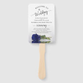 Deep Navy Blue Roos Elegant Wedding Programme Handwaaier (Voorkant)