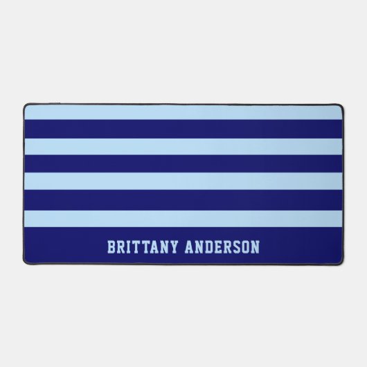 Deep Navy Blue & Sky Blue Stripes Patroon Bureaumat (Voorkant)