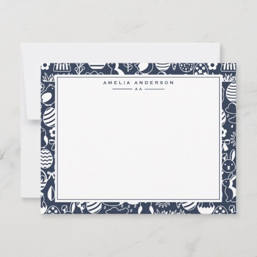 Deep Navy Easter Egg Frame Note Card Kaart (Voorkant)