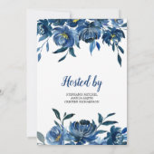 Deep Navy Floral and Silver Letters Baby Boho Kaart (Achterkant)