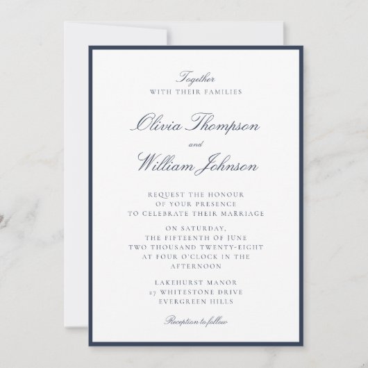 Deep Navy Framed Wedding Invitation (Devant)