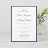 Deep Navy Framed Wedding Invitation Kaart (Staand voorkant)