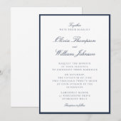 Deep Navy Framed Wedding Invitation Kaart (Voorkant / Achterkant)