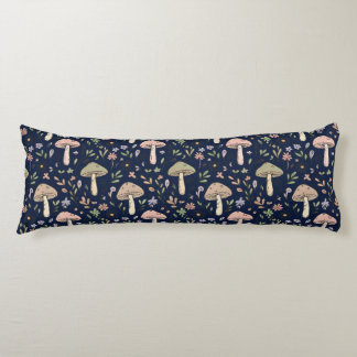 Deep Navy Fungi Seamless Moody Dark Academia Lichaamskussen