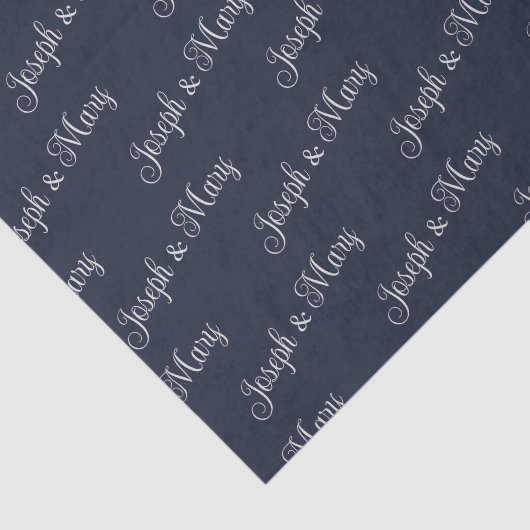 Deep Navy & Metallic Script Golf Course Wedding Tissuepapier (Detail)