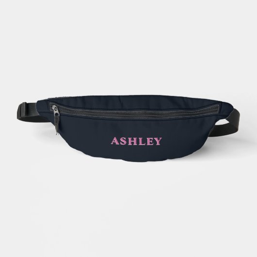Deep navy pink aangepaste naam heuptasje (Voorkant)