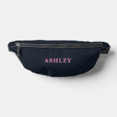 Deep navy pink aangepaste naam heuptasje (Liggend)