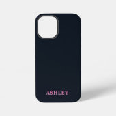 Deep navy pink aangepaste naam iPhone hoesje (Achterkant)