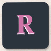 Deep navy roze monogrammed bier onderzetter (Voorkant)
