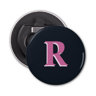 Deep navy roze monogrammed button flesopener
