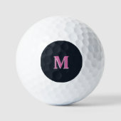 Deep navy roze monogrammed golfballen (Voorkant)