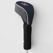 Deep navy roze monogrammed golfheadcover (Schuin)