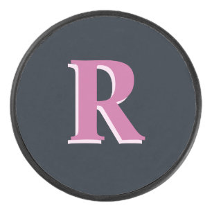 Deep navy roze monogrammed hockey puck