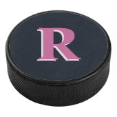 Deep navy roze monogrammed hockey puck (3/4)