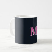 Deep navy roze monogrammed koffiemok (Voorkant links)