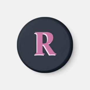 Deep navy roze monogrammed magneet