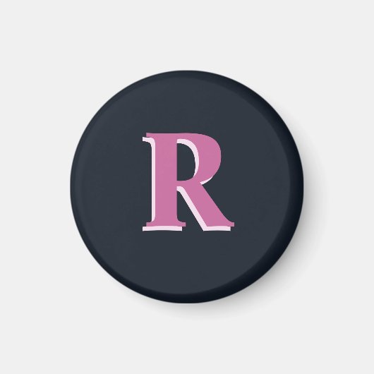 Deep navy roze monogrammed magneet (Voorkant)