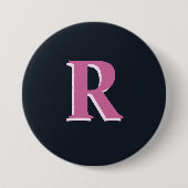 Deep navy roze monogrammed ronde button 7,6 cm (Voorkant)