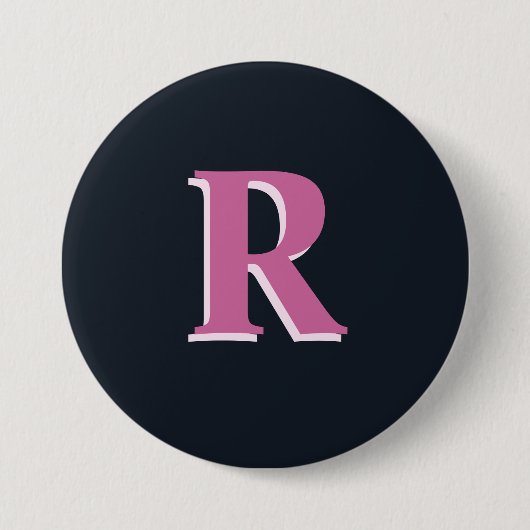Deep navy roze monogrammed ronde button 7,6 cm (Voorkant)