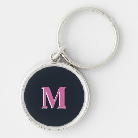 Deep navy roze monogrammed sleutelhanger (Voorkant)