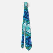 Deep Ocean Abstract Design in Teal and Blue Fluid  Stropdas (Achterkant)
