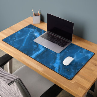 Deep Ocean Blue Agate Stone Abstract Large Office Bureaumat