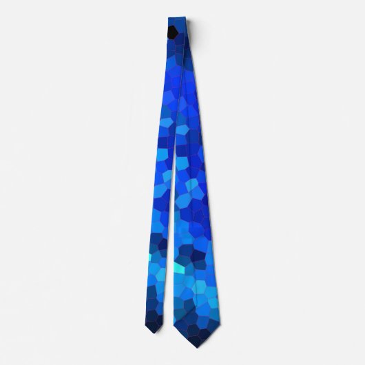 Deep Ocean Blue Mosaic Pattern Stropdas (Achterkant)