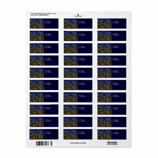Deep Ocean Return-adreslabel Etiket (Full Sheet)