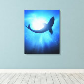 Deep Ocean Shark Silhouette Canvas Afdruk (Insitu (Houten vloer))
