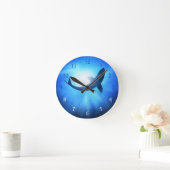 Deep Ocean Shark Silhouette Ronde Klok (Huis)